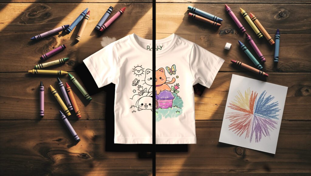 t-shirt à colorier bobby avant/après